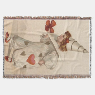 Clown Harlequin Heart Valentine Throw Blanket