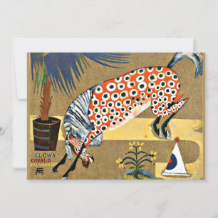 Clown Horse, fine art painting,  Card