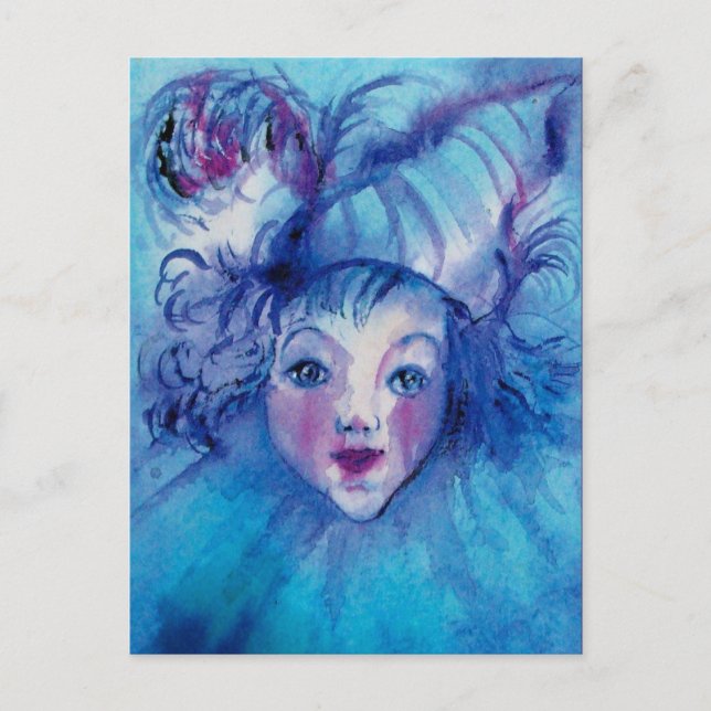 CLOWN IN BLUE POSTCARD (Front)