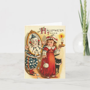 Clown in Mirror Halloween Tricks Card