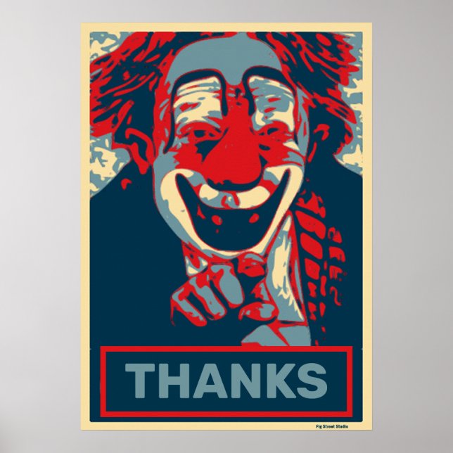 Clown in Red and Blue, edit text Poster (Front)