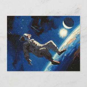 "Clown In Space" oil painting Postcard