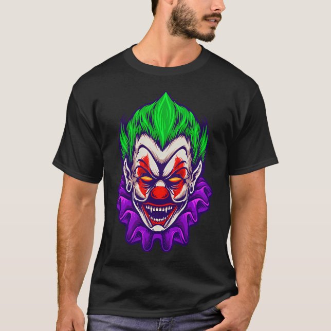 Clown Joker Vampire Horror T-Shirt (Front)