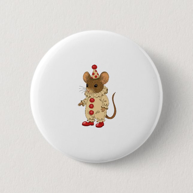 Clown mouse 6 cm round badge (Front)
