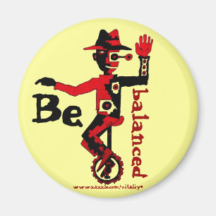 Clown on unicycle abstract graphic art magnet