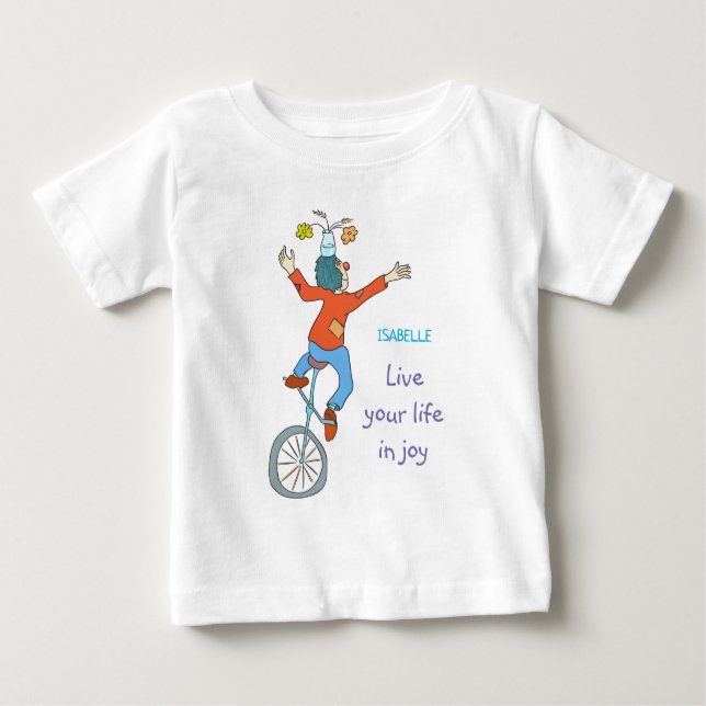 Clown on Unicycle Baby T-Shirt (Front)