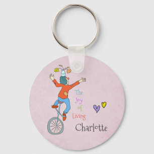 Clown on Unicycle Napkins Key Ring