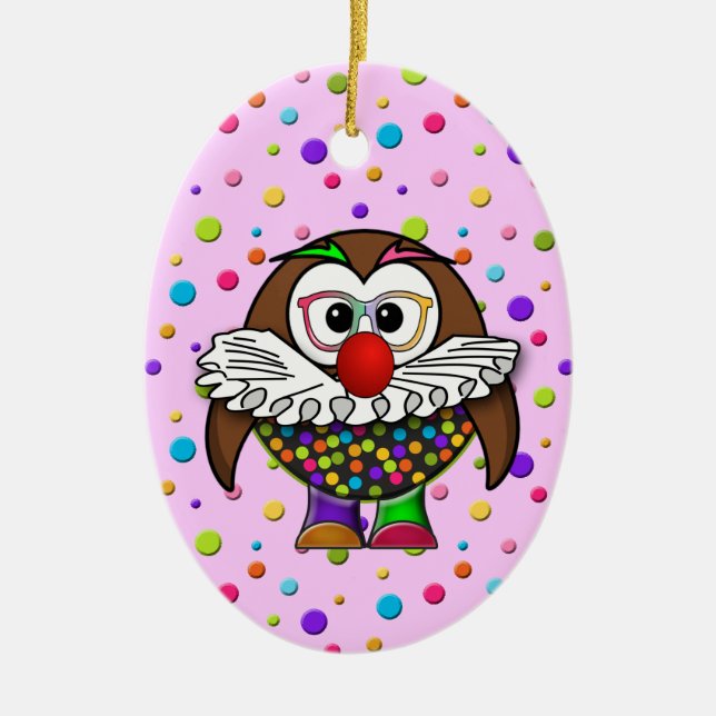 clown owl ceramic tree decoration (Front)