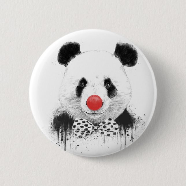 Clown panda 6 cm round badge (Front)