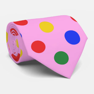 Clown party tie_pink with colourful polka dots tie