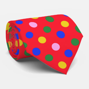 Clown party tie_red with colourful polka dots tie
