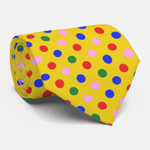 Clown party tie_yellow, colourful polka dots 2xs tie