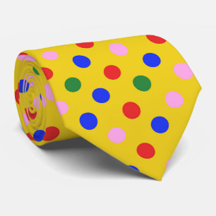 Clown party tie_yellow with colourful polka dots S Tie