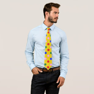 Clown party tie_yellow with colourful polka dots  tie