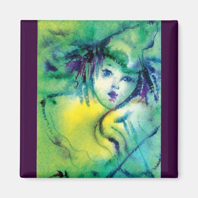 CLOWN PLAYING VIOLIN IN GREEN MAGNET (Front)