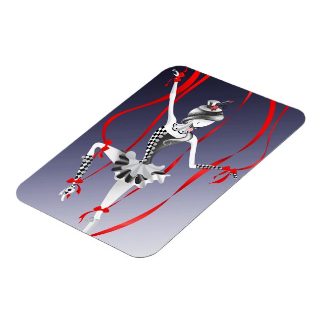 Clown Puppet Ballerina Red Ribbon Fridge Magnet (Left Side)