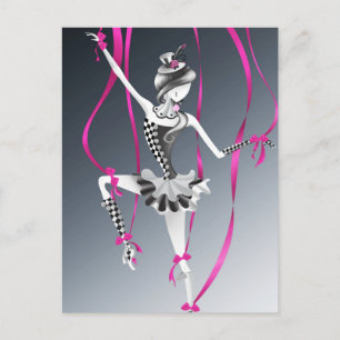Clown Puppet Pink Ribbons Postcard