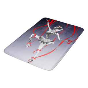 Clown Puppet Red Ribbons Bath Mat