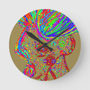 Clown Reindeer  Round Clock