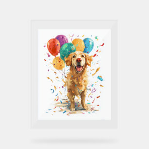 Clown Retriever – Circus Dog with Balloons Acrylic Sign