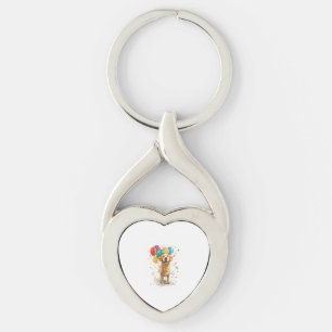 Clown Retriever – Circus Dog with Balloons Key Ring