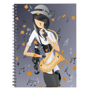 Clown Saxophonist Golden Harvest Notebook