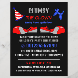 Clown Shoes, Kids Entertainer, Clown Advertising Flyer