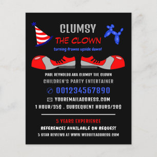 Clown Shoes, Kids Entertainer, Clown Advertising Flyer