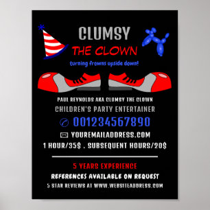 Clown Shoes, Kids Entertainer, Clown Advertising Poster