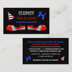 Clown Shoes, Kids Entertainer, Clown Business Card