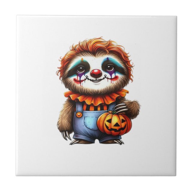 Clown Sloth Halloween Oversized T-Shirt Ceramic Tile (Front)