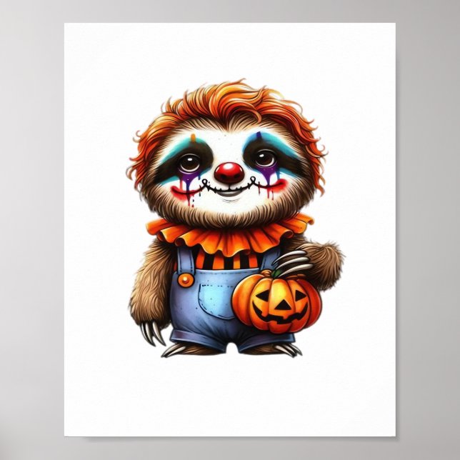 Clown Sloth Halloween Oversized T-Shirt Poster (Front)