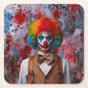 Clown Square Paper Coaster