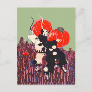 Clown Stealing Pumpkin Patch Postcard