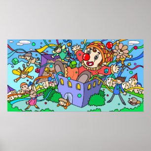 Clown that jumped out of a box. poster