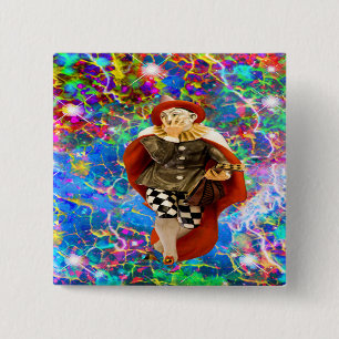 Clown Troubadour 15 Cm Square Badge