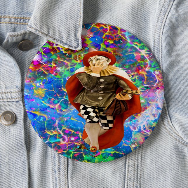 Clown Troubadour Pinback Button (In Situ)
