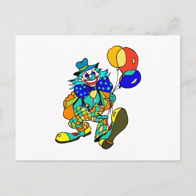 Clown with Balloons Postcard (Front)