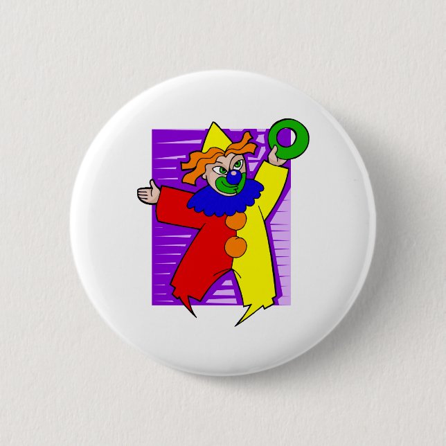 Clown with giant ring 6 cm round badge (Front)