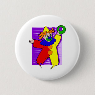 Clown with giant ring 6 cm round badge