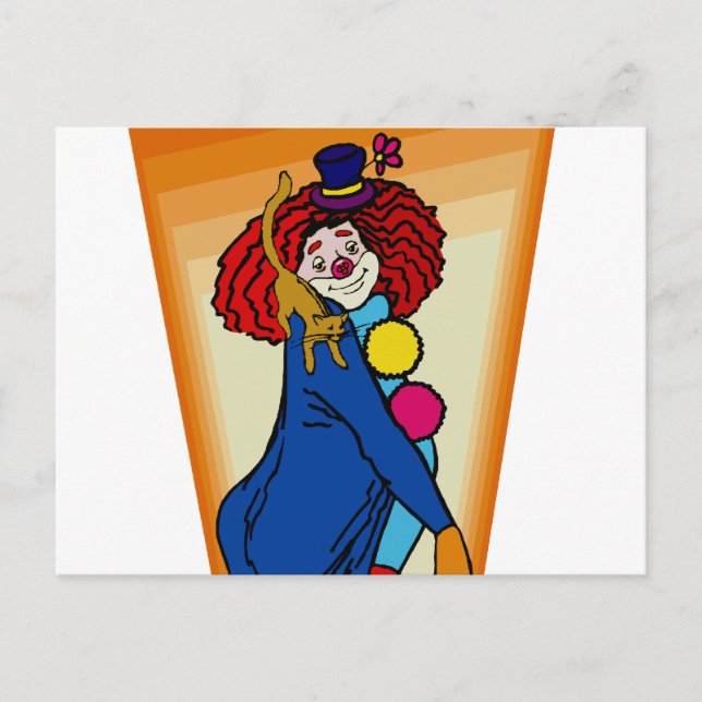 Clown with kitty postcard (Front)
