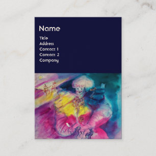 CLOWN WITH OWL AND VIOLIN ,yellow, pink blue Business Card
