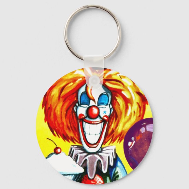 Clown with Pie Painting Key Ring (Front)