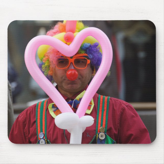 Clown With Pink Heart Mouse Pad (Front)
