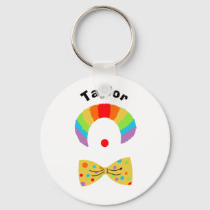 Clown with Rainbow Wig Illustration Personalised  Key Ring