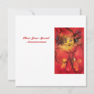 CLOWN WITH RED BOW ,Yellow White Announcement