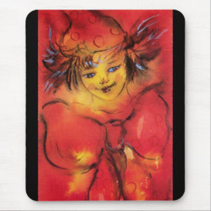 CLOWN WITH RED RIBBON MOUSE PAD