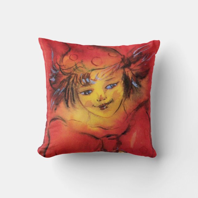 CLOWN WITH RED RIBBON / Venetian Masquerade Cushion (Front)