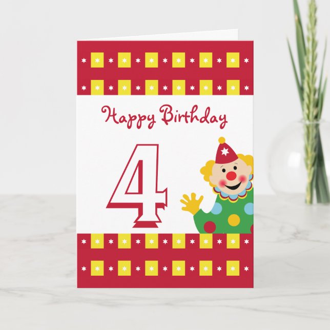 Clown with Stars Happy Birthday Card (Front)