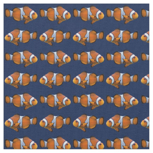 Clownfish Frenzy Fabric (Navy) (Close Up)